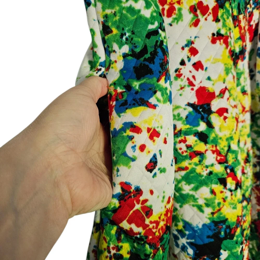 Catherine Malandrino Quilted Pleated Fawn Floral Dress Size 10 - Picture 7 of 7